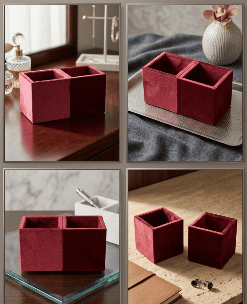 Two Elegant Square Box Deep Red Colour