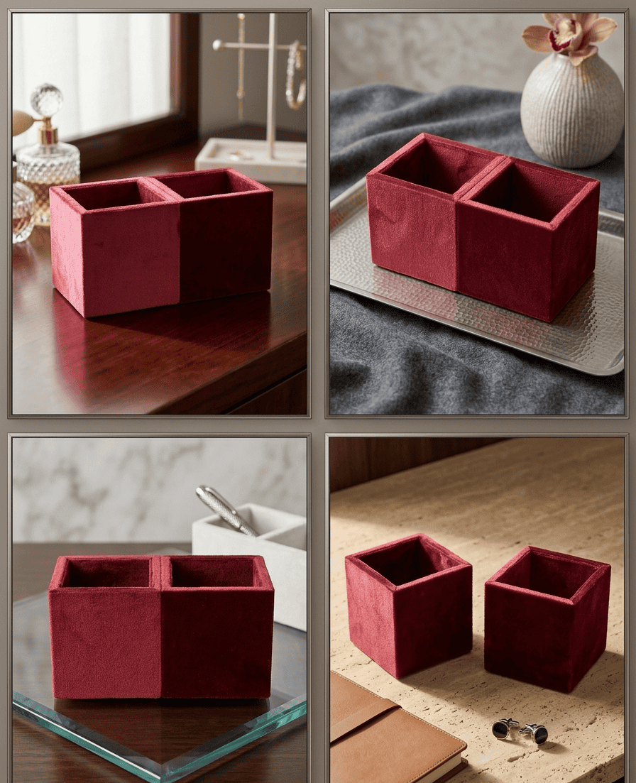 Two Elegant Square Box Deep Red Colour