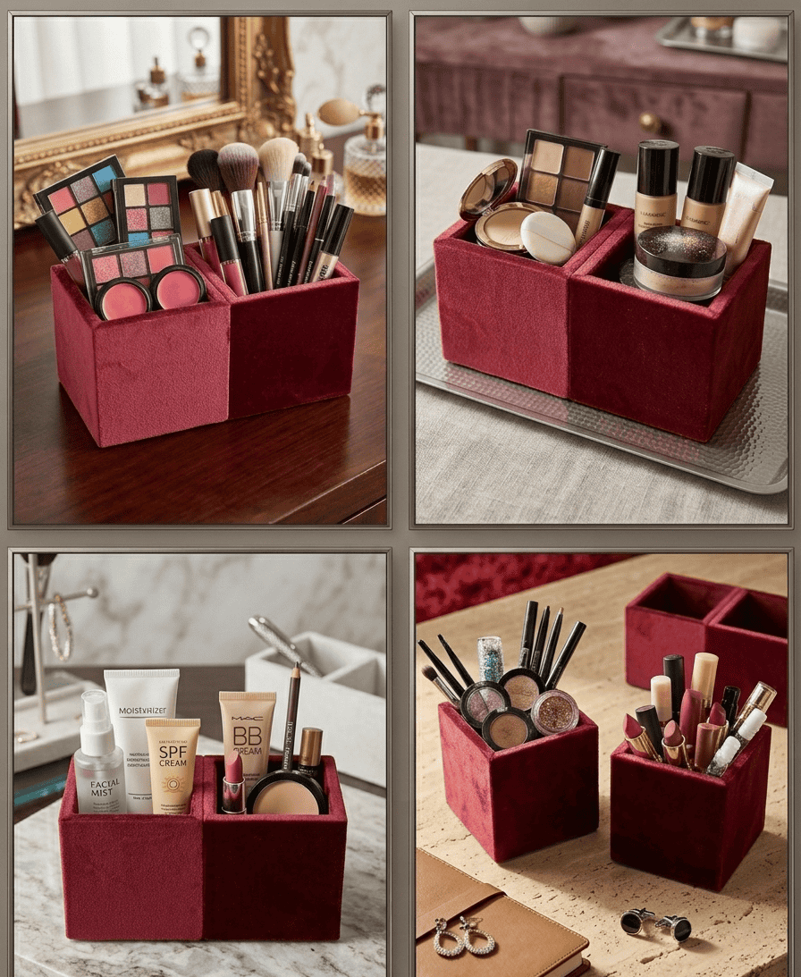 Two Elegant Square Box Deep Red Colour