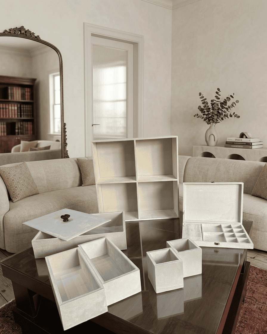 Luxury Velvet Wedding Storage Box Set – Off White